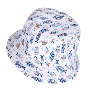 Sombrero de Pescador para Niños, Protección Solar, Algodón, Diseño de Peces de Dibujos Animados, Reversible, Sombrero de Sol para Niños, Gorra de Playa para Niños Pequeños con Cuerda Ajustable - Product Image 5