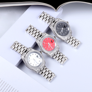 <span class=keywords><strong>Montre</strong></span> pour <span class=keywords><strong>homme</strong></span> plaquée <span class=keywords><strong>or</strong></span> 18 carats, hip hop, bling bling, diamants CZ, glacée - Product Image 2