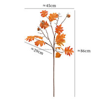 Ranting Daun Maple Buatan L834 86cm, Batang Daun Sutra Imitasi dengan Buah, Dekorasi Massal untuk Dalam Ruangan, Thanksgiving, Pernikahan