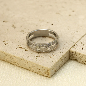 Women's Gold Infinity Ring 316 Stainless Steel Channel Setting Everyday Wear Jewelry - Product Image 2