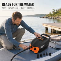 Pompa Udara Elektrik Portabel Bertenaga Baterai Mobil 0-20 PSI Layar Digital 300 110 L/Menit Inflator untuk Alat Tiup SUP Kayak Kolam Renang