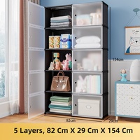 Meuble de rangement pliable double porte en PP pour chambre et salon, organisateur moderne et minimaliste pour snacks, jouets et vêtements