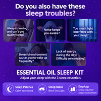 Kit de sommeil de voyage Trio : Patchs de sommeil, Masque oculaire chauffant, Bouchons d'oreilles, Huile essentielle de lavande pour avion, hôtel et relaxation