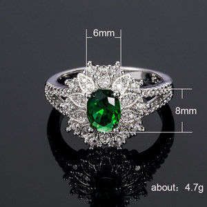 Anello esagerato con fiore verde, gioielli retrò da donna, idee regalo - Product Image 5