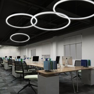 Hiện đại <span class=keywords><strong>Led</strong></span> vòng tròn đèn Mặt dây chuyền 3cct d600mm đen treo thay đổi độ sáng cách âm trần trong nhà ánh sáng cho khách sạn Văn Phòng phòng tập thể dục - Product Image 5