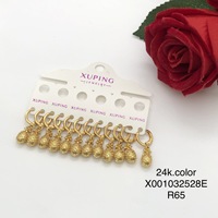 Boucles d'oreilles pendantes XUPING plaquées or 24 carats, motif étoile, fruit, fleur, perle, boule creuse, style vintage pour femme
