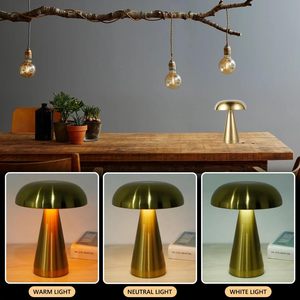 Lámpara de Mesa con Forma de Hongo, Inalámbrica, LED, Recargable por USB, con 3 Colores de Luz Atenuable, para Dormitorio, Sala de Estar u Oficina - Product Image 5