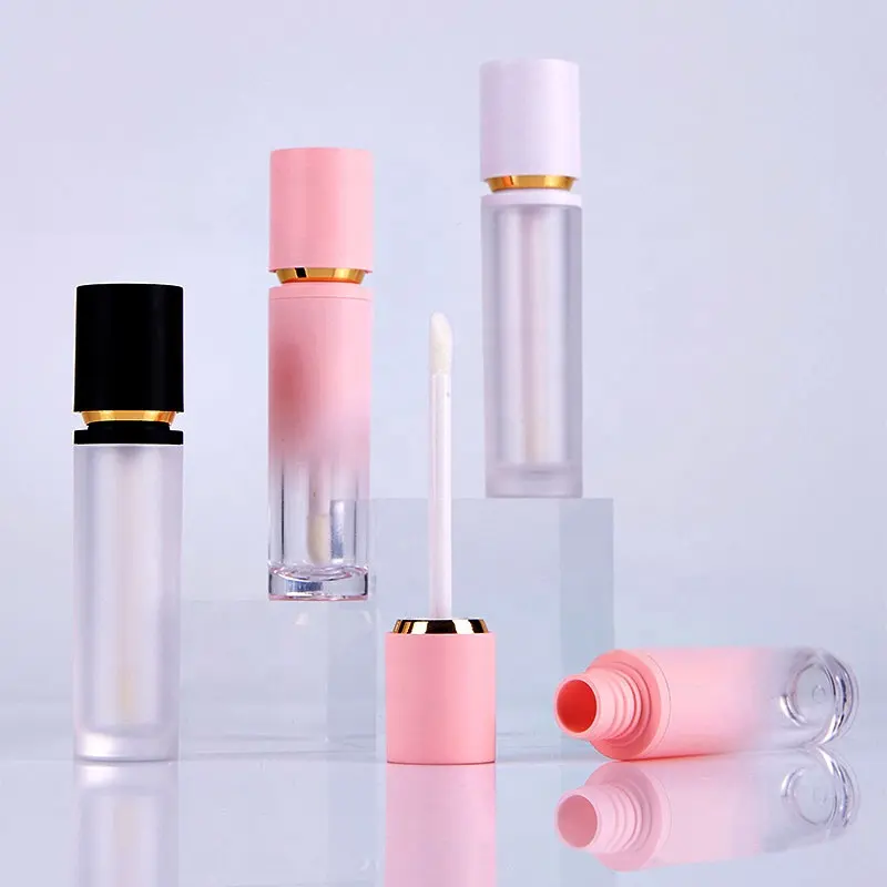 Tubes de brillant à lèvres en plastique vides Conteneurs d'emballage cosmétique de 8ml Tube de baume à lèvres avec couvercles de brosse rose blanc ou noir