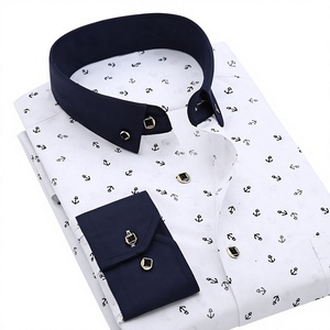 เสื้อเชิ้ตผู้ชายพิมพ์ลายสมอเรือสีชมพู แขนยาว ผ้าป๊อปลิน ติดกระดุม สำหรับใส่ทำงานหรือลำลอง - Product Image 2