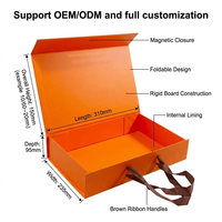 Ensemble d'emballages de luxe sur mesure pour soins de la peau, couleur orange, fermeture magnétique, boîte rigide pliable avec insert en satin