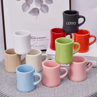 Taza de Café Clásica Retro de Cerámica Gruesa con Logotipo Personalizado, Taza de Cerámica Rosa, Taza de Cerámica Negra