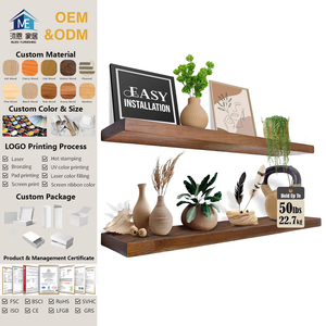 침실 주방 욕실-세련된 나무 선반 선반 선반 벽 보관 용 - Product Image 1