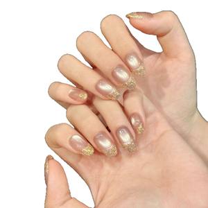 ArtWo Original Golden Years Advanced Handmade Phototherapy Armor 10pcs Nail Pink Cat's Eye Aurora French Simple Design Resin - Product Image 5