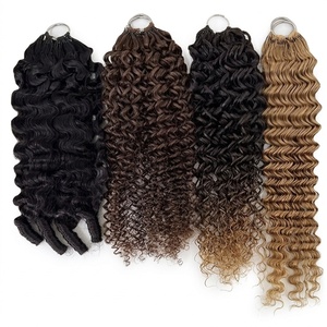 Extensions de cheveux humains bouclés pré-bouclés marron style bohème invisibles en crochet plumes, vente chaude d'usine, fabricant de cheveux humains - Product Image 1