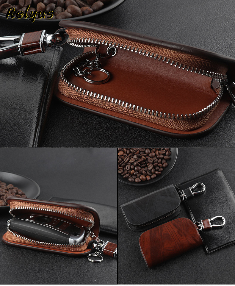 Custom Logo Leather Car Key Case Cover Protector Shell Bag Key Fob Holder - Guangzhou Yanjin Electro
