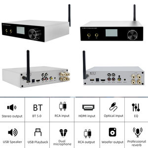 Amplificador Profesional <span class=keywords><strong>de</strong></span> Karaoke y Cine en Casa Cloudyx CL-600B |   5.0 para ARC AirPlay 2 2x50W Soportes Metálicos FLAC/AAC - Product Image 1