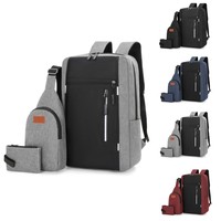 3 en 1 Mochilas para computadora portátil de gran capacidad Computadora impermeable 3 Set para hombres Bolsas de viaje al aire libre Hombro de oficina con USB Men'bags