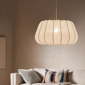Lampe suspendue en tissu crémeux E27, luminosité réglable, forme ronde, pour chambre à coucher, salon, restaurant - Product Image 2