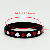 Bracelet en silicone thème poker (Pique, Cœur, Épée, Roi) – Étanche, motif géométrique simple, bijou décoratif, bracelet promotionnel