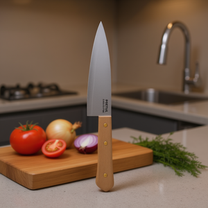 Couteau de chef Pretul de 8 pouces avec lame en acier Damas et manche en bois d'olivier, couteau de cuisine en acier inoxydable de haute qualité pour la viande - Product Image 2