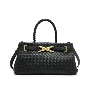 Bolso Tote de Moda Impermeable de PU Tejido Suave para <span class=keywords><strong>Mujer</strong></span>, Bolso de Mano con Asa Superior Trenzada, Bolso Bandolera Elegante - Product Image 3