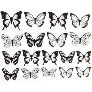 Black And White Butterfly Cake Toppers 3D Hollow Plastic Reusable Birthday Decorations - Product Image 4