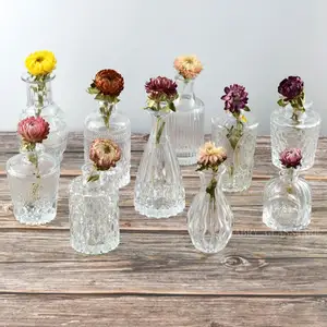 Glass Small Flower Vase for Centerpieces Bud Vases in Bulk Mini Vintage Glass Vases for Floral Arrangements Decorations