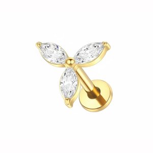 डिय थोक गहने f136 टाइटेनियम 3 पेटल फूल आंसू ड्रॉप cz कान ट्रेटिलेज हेलिक्स इयररिंग्स - Product Image 3