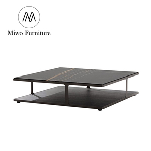 Mesa Auxiliar Moderna de Acero Inoxidable, Mesa de Centro de Lujo para Sala de Estar, Muebles de Diseño Italiano, Mesa de Cóctel Cuadrada - Product Image 1