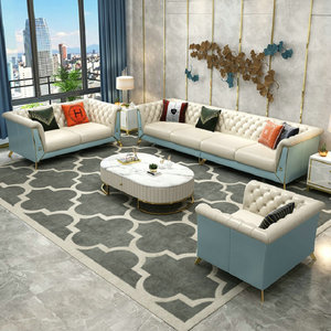 Furnistyle Sofás de cuero blanco <span class=keywords><strong>italiano</strong></span> Juego de chaise lounge moderno de lujo Último diseño para sala de estar moderna Cuero genuino - Product Image 1