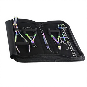 Hot Selling Commercial Use Hair Extensions Tools Kit Stainless Steel Beads Plier Hair <b>Loop</b> <b>Hook</b> Threader Clips Weaving Needles - Product Image 1