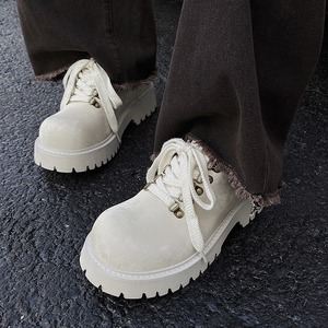 Zapatos de cuero informales con textura de terciopelo que aumentan la altura en 5 cm, zapatos de cuero con punta redonda y suela gruesa, sensación de lujo para todas las estaciones - Product Image 4