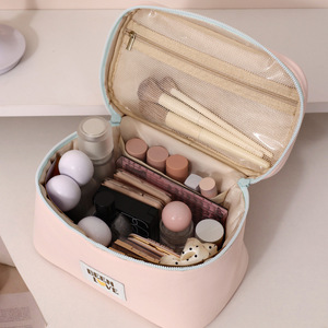 Bolsa de maquillaje Beilian, organizador de cosméticos portátil de gran capacidad para viajes, rosa, morado, cian - Product Image 1