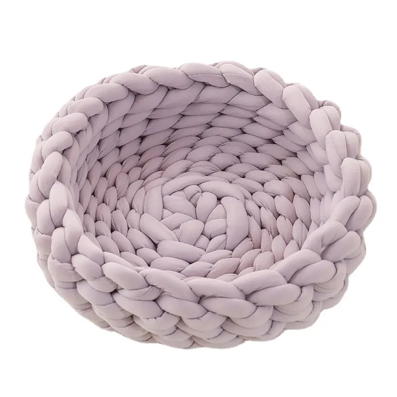 PP Cotton Knitted Warm Soft Woven Cat Nest Cozy Cuddler DIY Pet Bed Basket for Dogs & Cats