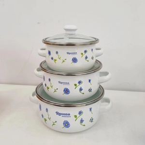 BOYANG-<span class=keywords><strong>Mini</strong></span> <span class=keywords><strong>olla</strong></span> de esmalte de orquídeas con tapa de vidrio, cazuela de <span class=keywords><strong>hierro</strong></span> <span class=keywords><strong>fundido</strong></span> de fresa, 3 unidades - Product Image 2
