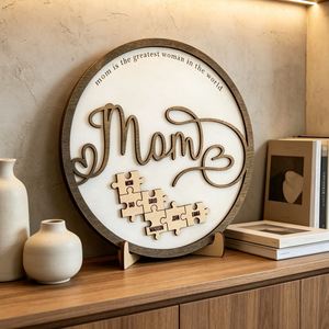 ป้ายไม้ปริศนา DIY แบบสั่งทำพิเศษ ชื่อแม่และเด็ก ของขวัญงานฝีมือสุดพิเศษ - Product Image 3