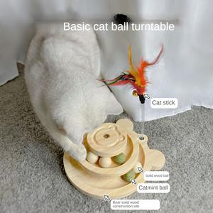 Rascador para Gatos de Madera Maciza, Plataforma Giratoria, Poste para Rascar, Juguete para Gatos, Estructura para Trepar - Product Image 5