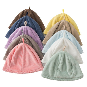 Wholesale Custom Embroidery Sauna Cap - Soft Coral Fleece Quick Dry Hair <b>Towel</b> Hat for Steam Room - Product Image 2