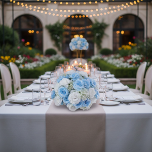 การจัดดอกไม้ประดิษฐ์กุหลาบสีขาวชมพูและไฮเดรนเยียแบบกำหนดเอง  ลูกบอลดอกไม้ขนาดใหญ่สุดโรแมนติกสำหรับตกแต่งงานแต่งงาน - Product Image 2