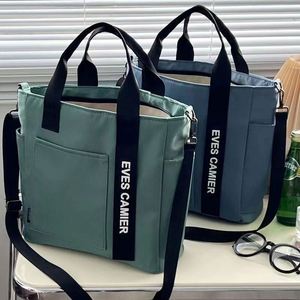 Sac fourre-tout élégant et imperméable en toile, nouveau design, simple, polyvalent, à porter à l'épaule, en nylon, pour l'école, les livres, le déjeuner, été, automne - Product Image 6