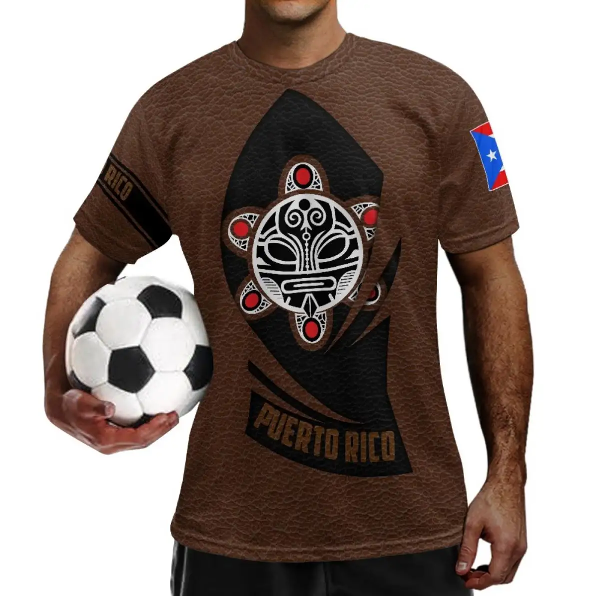 Jersey de ropa de fútbol de Puerto Rico, uniforme de fútbol, estampado de Fitness a pedido, camisetas deportivas para hombres, manga corta de poliéster elegante