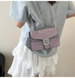 厂家直销时尚链条镶嵌钻石时尚单肩包简约休闲多功能女式小方包 - Product Image 4