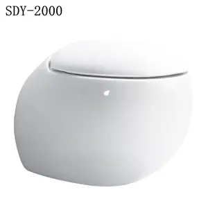 Ceramic round egg shape wc toilet bowl sanitary ware p-trap washdown wall-hung toilet