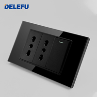 Enchufe Estándar Italiano DELEFU con USB Inteligente Tipo C de Carga Rápida de 20W, Enchufe de Pared con Doble USB y Panel de Vidrio
