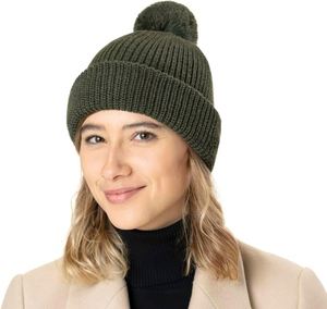 Manufacturer New Creative Cuffed 100% Acrylic Camouflage Plaid Character Pompom Knitted Custom Beanie <b>Hats</b> with Custom Logo - Product Image 2