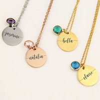 Haomi Collier à pendentif personnalisé en acier inoxydable 18K personnalisable Bijoux vierges avec breloque disque gravé