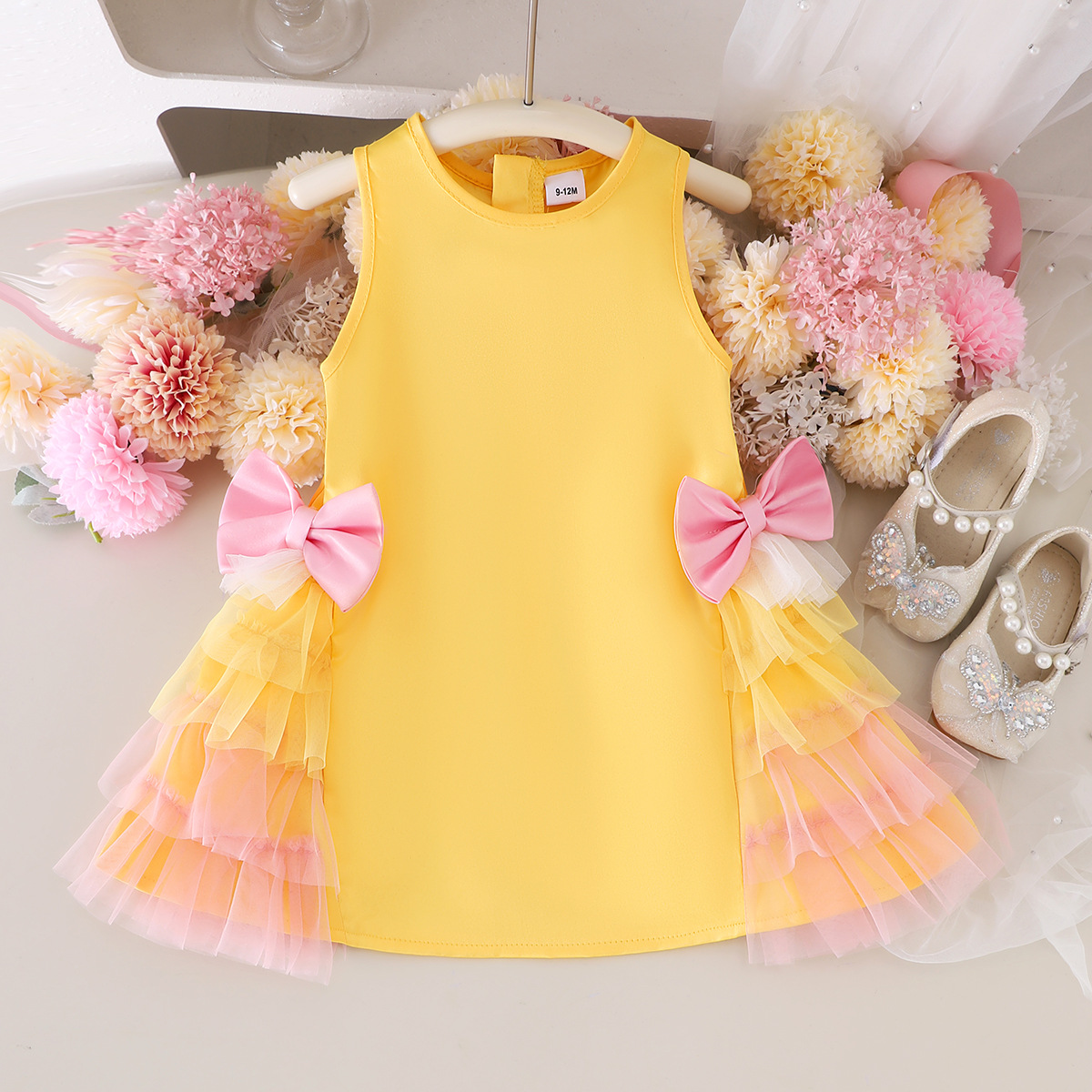 strapless open back dress Renesmee Yellow Floral Print Satin Maxi Dress - US 14