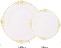 Lot de 60 ensembles de vaisselle en or assiettes jetables en plastique vaisselle jetable en plastique robuste pour fête de mariage