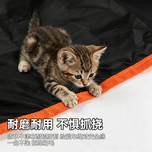 Housse de siège de voiture pour animaux de compagnie, noire avec garniture orange, imperméable, protection universelle pour siège arrière pour chiens et chats - Product Image 4