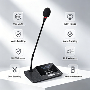 Nuevo Sistema <span class=keywords><strong>de</strong></span> Conferencia Inalámbrico UHF Yarmee, 999 Unidades, Micrófono <span class=keywords><strong>de</strong></span> Seguimiento Automático <span class=keywords><strong>de</strong></span> 100M para <span class=keywords><strong>Sala</strong></span> <span class=keywords><strong>de</strong></span> <span class=keywords><strong>Reuniones</strong></span> - Product Image 1